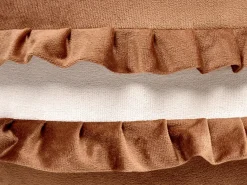 Hot Beliani Pouf per bambini MAROT Velluto Marrone Bianco Marrone