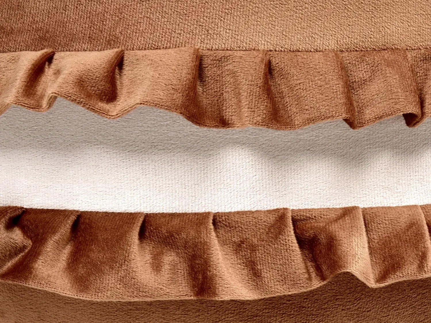 Hot Beliani Pouf per bambini MAROT Velluto Marrone Bianco Marrone