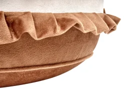 Hot Beliani Pouf per bambini MAROT Velluto Marrone Bianco Marrone