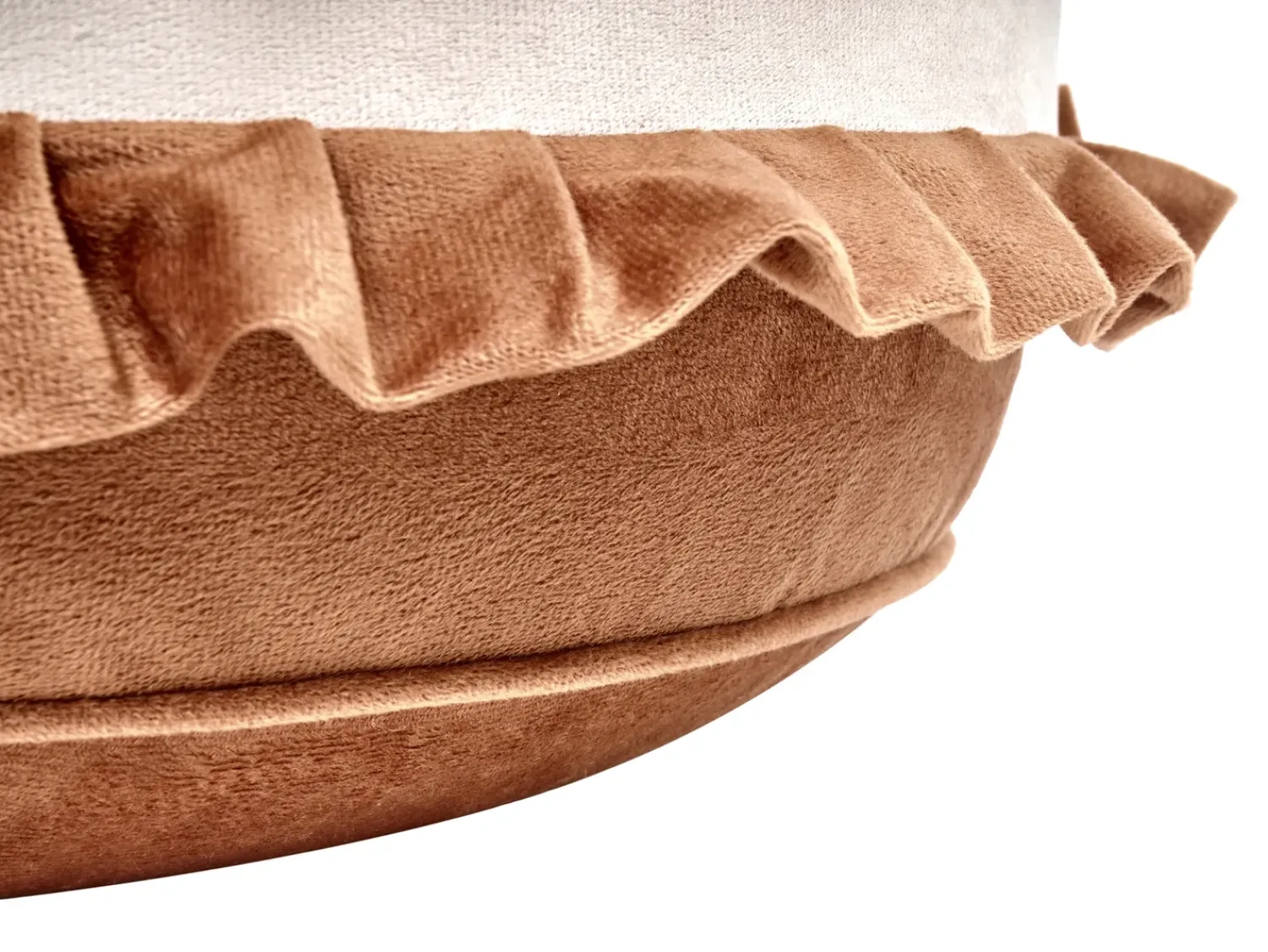 Hot Beliani Pouf per bambini MAROT Velluto Marrone Bianco Marrone