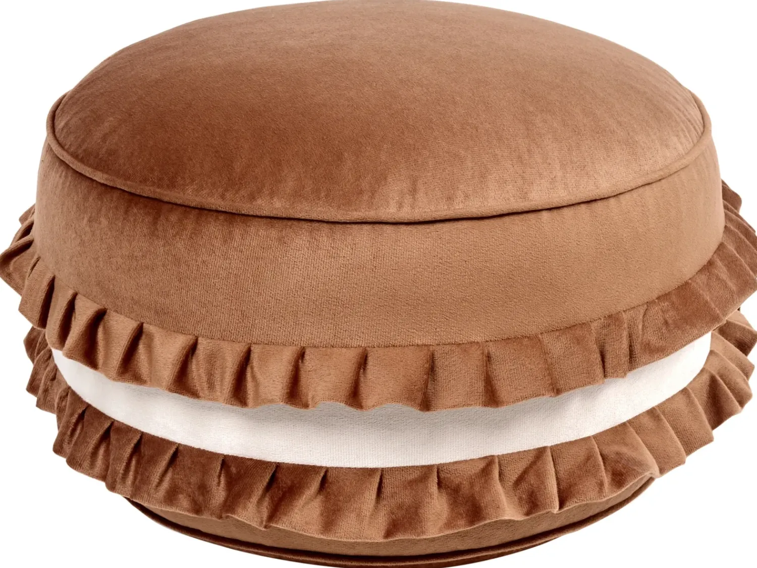 Hot Beliani Pouf per bambini MAROT Velluto Marrone Bianco Marrone