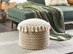 New Beliani Pouf PIRAK Cotone chiaro Beige