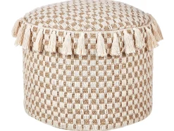 New Beliani Pouf PIRAK Cotone chiaro Beige