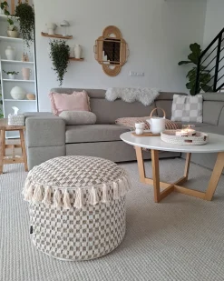 New Beliani Pouf PIRAK Cotone chiaro Beige