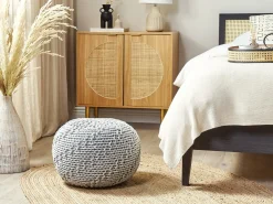 New Beliani Pouf PRIENE Cotone chiaro Grigio