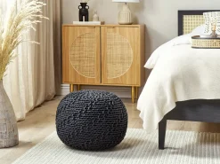 Outlet Beliani Pouf PRIENE Cotone Nero