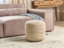 Discount Beliani Pouf RESAFA Iuta Bianco Beige Beige Bianco