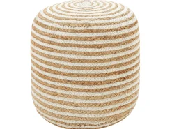 Discount Beliani Pouf RESAFA Iuta Bianco Beige Beige Bianco