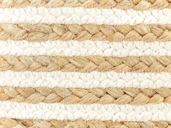 Discount Beliani Pouf RESAFA Iuta Bianco Beige Beige Bianco