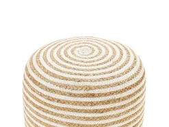 Discount Beliani Pouf RESAFA Iuta Bianco Beige Beige Bianco