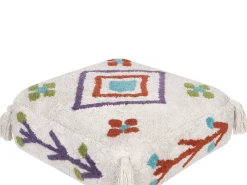 Sale Beliani Pouf Ricamato DIPLO Cotone Bianco Bianco Multicolore