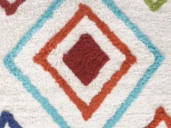 New Beliani Pouf Ricamato SEERANI Cotone Bianco Bianco Multicolore
