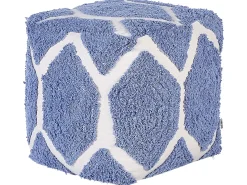 Clearance Beliani Pouf ROJHAN Cotone Blu Beige Blu