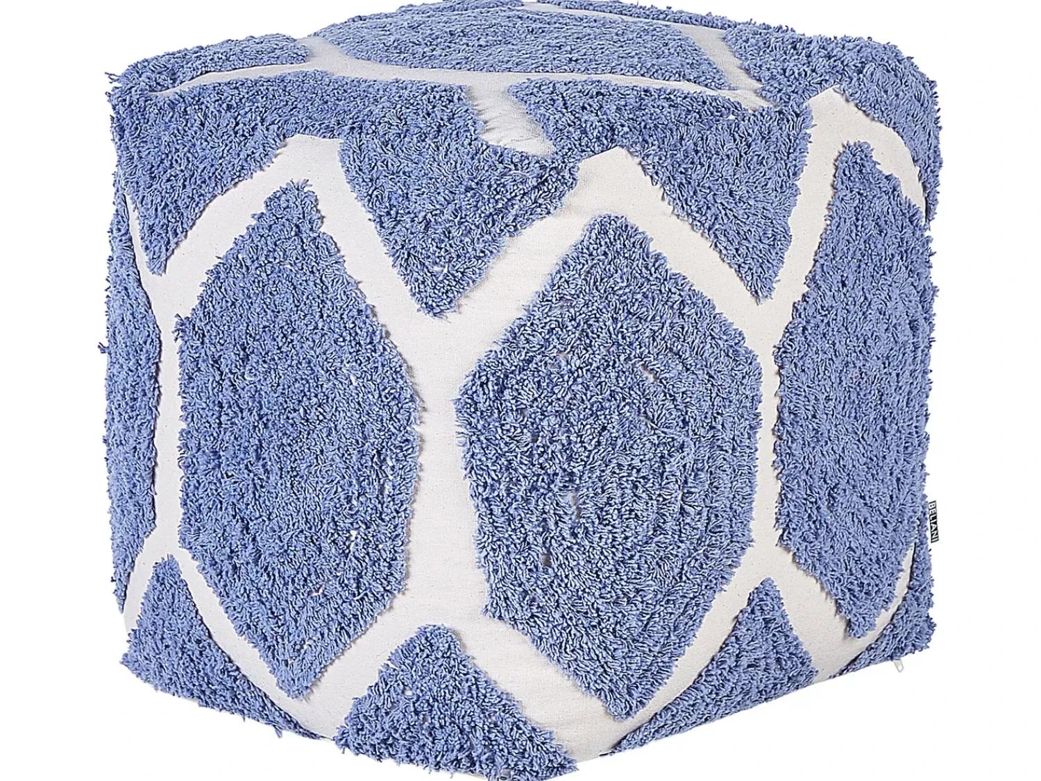 Clearance Beliani Pouf ROJHAN Cotone Blu Beige Blu