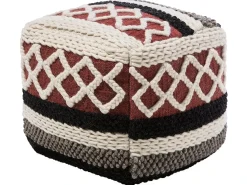 Hot Beliani Pouf SAGAR Cotone Multicolore Beige Marrone Rosso Multicolore