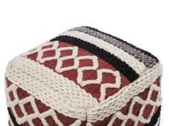 Hot Beliani Pouf SAGAR Cotone Multicolore Beige Marrone Rosso Multicolore