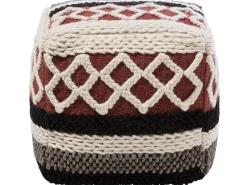 Hot Beliani Pouf SAGAR Cotone Multicolore Beige Marrone Rosso Multicolore