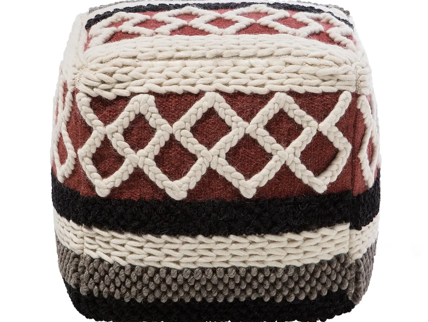 Hot Beliani Pouf SAGAR Cotone Multicolore Beige Marrone Rosso Multicolore