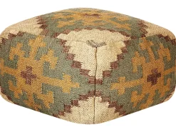 Best Beliani Pouf SARON Iuta Multicolore Beige Giallo Marrone Verde Multicolore