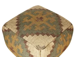 Best Beliani Pouf SARON Iuta Multicolore Beige Giallo Marrone Verde Multicolore
