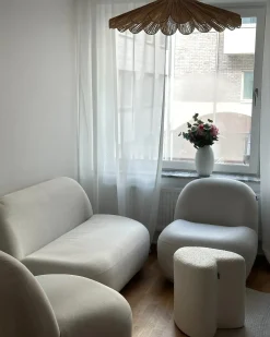 Clearance Beliani Pouf SCOTIA Ciniglia sporco Bianco