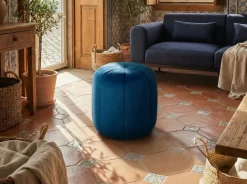 Online Beliani Pouf SELBY Velluto Blu