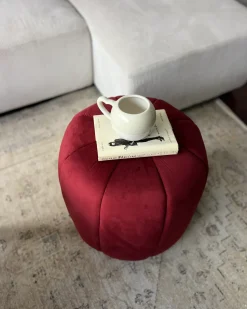 Beliani Pouf SELBY Velluto scuro Rosso
