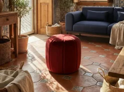 Beliani Pouf SELBY Velluto scuro Rosso