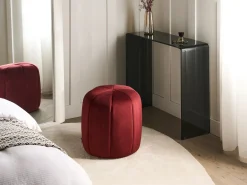 Beliani Pouf SELBY Velluto scuro Rosso