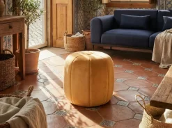 Outlet Beliani Pouf SELBY Velluto Senape Giallo