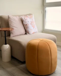 Outlet Beliani Pouf SELBY Velluto Senape Giallo