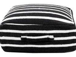 Outlet Beliani Pouf SETTAT Cotone Nero Bianco Nero