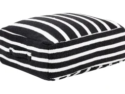 Outlet Beliani Pouf SETTAT Cotone Nero Bianco Nero