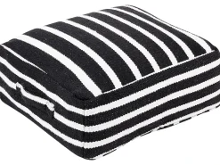 Outlet Beliani Pouf SETTAT Cotone Nero Bianco Nero