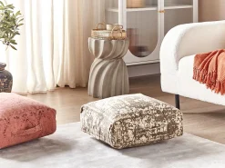 Clearance Beliani Pouf SHASA Cotone Beige Beige Marrone