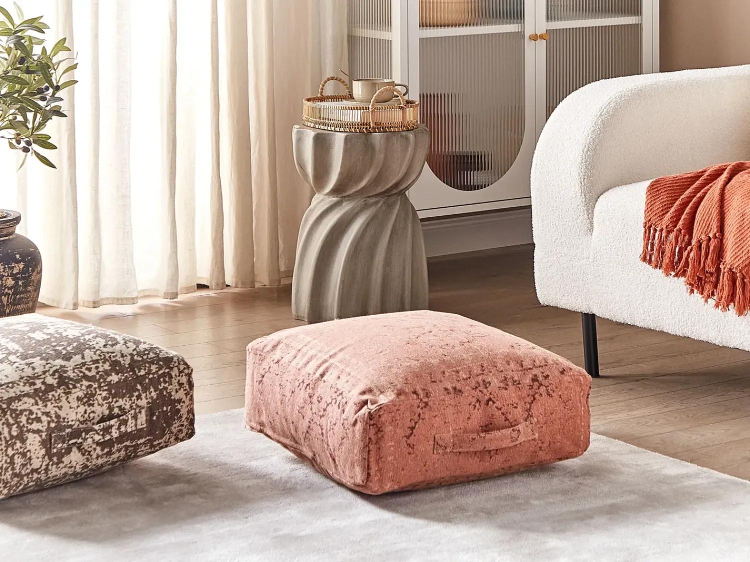 Best Beliani Pouf SHASA Cotone chiaro Rosso
