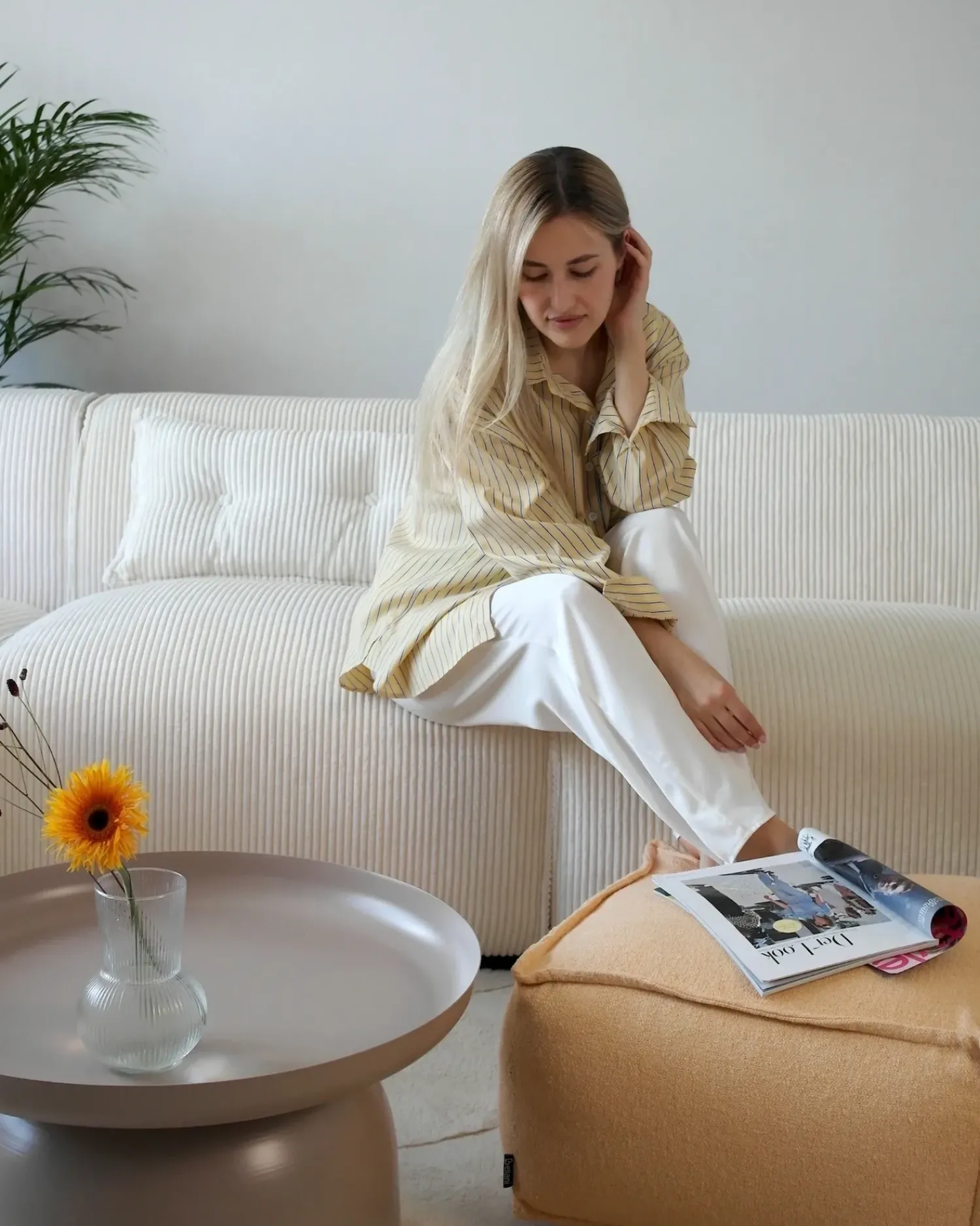 Beliani Pouf SHERALI Cotone Arancione