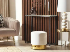 Discount Beliani Pouf SOPHIA Velluto Bianco Bianco Oro