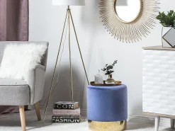 Beliani Pouf SOPHIA Velluto Blu marino Oro Blu