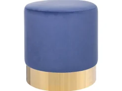 Beliani Pouf SOPHIA Velluto Blu marino Oro Blu
