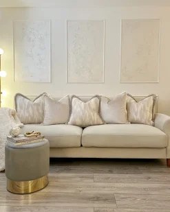 Beliani Pouf SOPHIA Velluto Grigio chiaro Oro Grigio