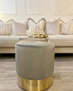 Beliani Pouf SOPHIA Velluto Grigio chiaro Oro Grigio