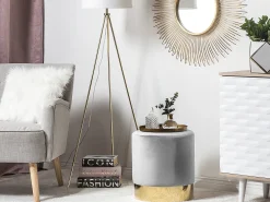 Beliani Pouf SOPHIA Velluto Grigio chiaro Oro Grigio