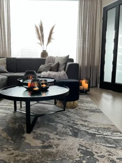 Clearance Beliani Pouf SOPHIA Velluto Nero Oro Nero