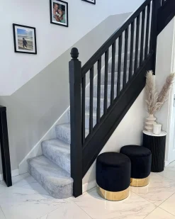 Clearance Beliani Pouf SOPHIA Velluto Nero Oro Nero