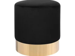 Clearance Beliani Pouf SOPHIA Velluto Nero Oro Nero