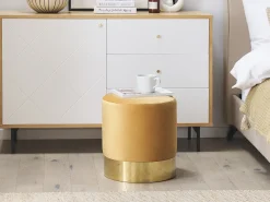 Outlet Beliani Pouf SOPHIA Velluto Senape Giallo Oro