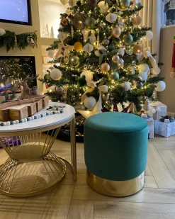 Online Beliani Pouf SOPHIA Velluto Verde scuro Oro Verde