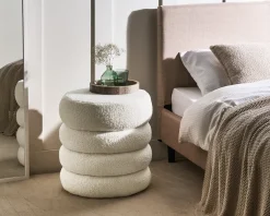 Sale Beliani Pouf SUMPTER Bouclé sporco Bianco