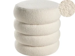 Sale Beliani Pouf SUMPTER Bouclé sporco Bianco